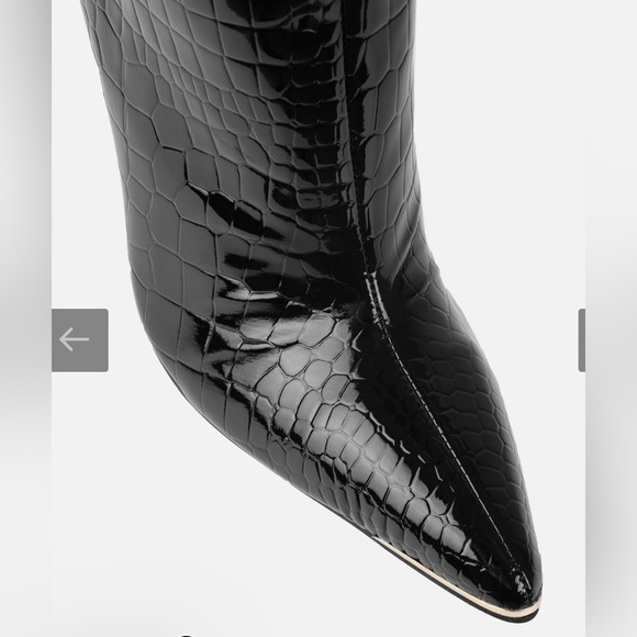 Simmi London RAVI BLACK FAUX CROC PRINT KNEE HIGH BOOTS New in box - Picture 4 of 8